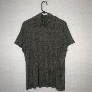 Lauren Ralph Lauren Top Women's 2X Short Sleeve Herringbone Turtleneck